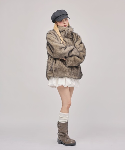 MSGirl(エムエスジーガール)の「ミックスカラーフェイクファーブルゾン(ブルゾン・レディース・グレー/ブラウン/チャコール/ブラック/ピンク/ブラウン系・F)」の19枚目の写真