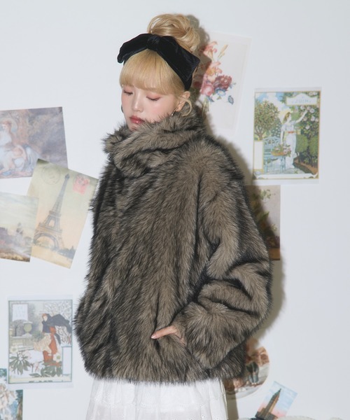 MSGirl ファーブルゾン　アウター　ブラウン　ZOZO ミックスカラーフェイクファーブルゾン（ブルゾン）｜MSGirl（エムエス