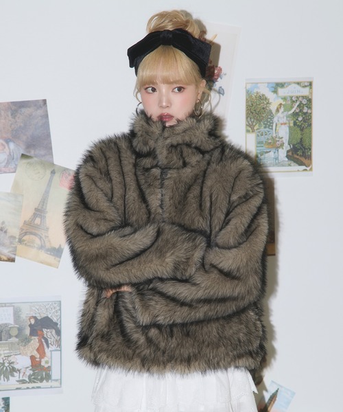 ミックスカラーフェイクファーブルゾン（ブルゾン）｜MSGirl（エムエス