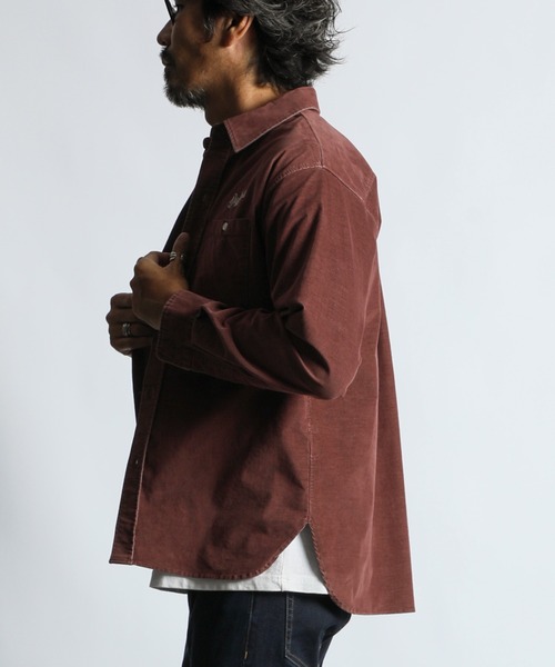 m*e様 オーラリー　ダークブラウン コーデュロイシャツ サイズ4 SULFUR DYE CORDUROY SHIRT：硫化染め ストレッチ コーデュロイシャツ