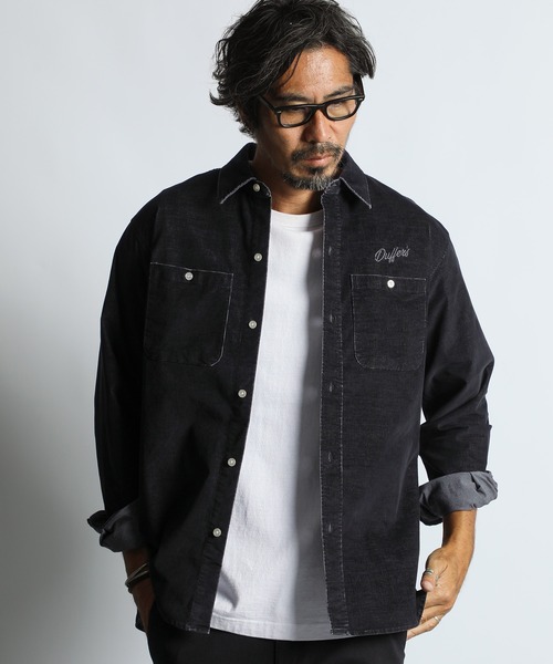 The DUFFER of ST.GEORGE（ザダファーオブセントジョージ）の「SULFUR DYE CORDUROY SHIRT：硫化染め ストレッチ コーデュロイシャツ（シャツ/ブラウス・メンズ・ネイビー/ブラウン/ブルーグリーン/ブラック・X-LARGE/LARGE/MEDIUM/SMALL）」の19枚目の写真