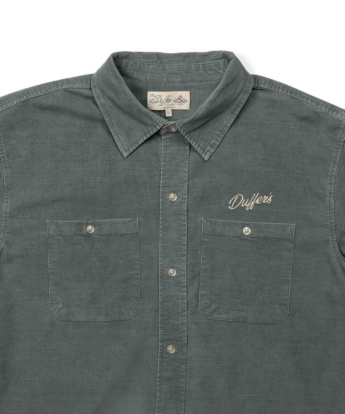 The DUFFER of ST.GEORGE（ザダファーオブセントジョージ）の「SULFUR DYE CORDUROY SHIRT：硫化染め ストレッチ コーデュロイシャツ（シャツ/ブラウス・メンズ・ネイビー/ブラウン/ブルーグリーン/ブラック・X-LARGE/LARGE/MEDIUM/SMALL）」の12枚目の写真