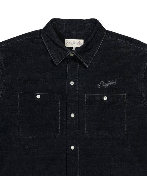 Stone  コーデュロイシャツ S ブラック SULFUR DYE CORDUROY SHIRT：硫化染め ストレッチ コーデュロイシャツ