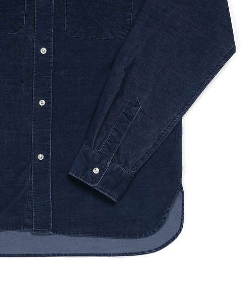 The DUFFER of ST.GEORGE（ザダファーオブセントジョージ）の「SULFUR DYE CORDUROY SHIRT：硫化染め ストレッチ コーデュロイシャツ（シャツ/ブラウス・メンズ・ネイビー/ブラウン/ブルーグリーン/ブラック・X-LARGE/LARGE/MEDIUM/SMALL）」の5枚目の写真