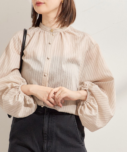 journal standard L'essage（ジャーナルスタンダードレサージュ）の「《SP》シルクレーヨンシアードルマンシャツ（シャツ/ブラウス・レディース・ブラック/ベージュ・FREE）」の2枚目の写真