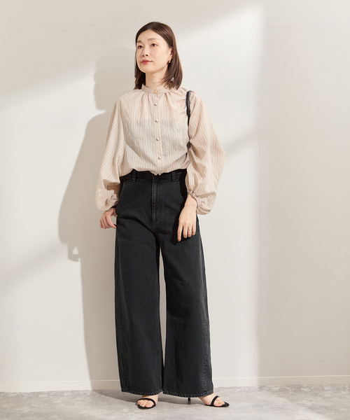 journal standard L'essage（ジャーナルスタンダードレサージュ）の「《SP》シルクレーヨンシアードルマンシャツ（シャツ/ブラウス・レディース・ブラック/ベージュ・FREE）」の3枚目の写真