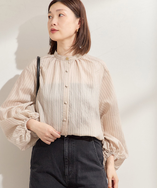 journal standard L'essage（ジャーナルスタンダードレサージュ）の「《SP》シルクレーヨンシアードルマンシャツ（シャツ/ブラウス・レディース・ブラック/ベージュ・FREE）」の7枚目の写真