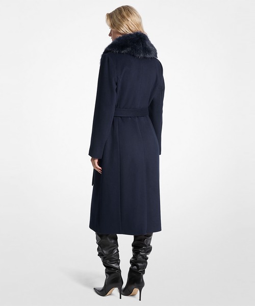 MICHAEL KORS(マイケルコース)の「フォーファー トリム ウールブレンド コート(その他アウター・レディース・ブルー系・M/XXS/S)」の2枚目の写真