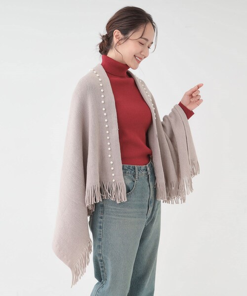 SHOO・LA・RUE（シューラルー）の「パール調ラインケープ（その他小物・レディース・ライトベージュ/ブラック/グレー・00）」の3枚目の写真