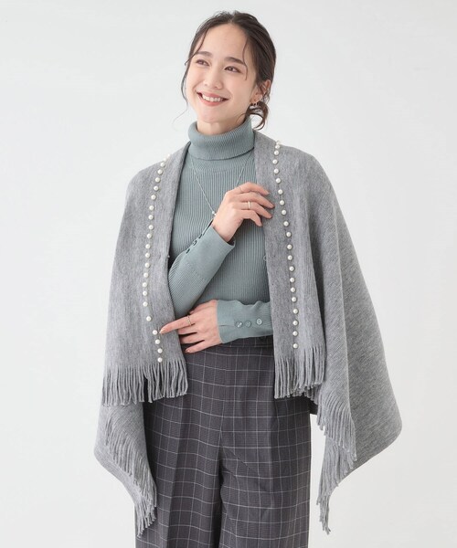 SHOO・LA・RUE（シューラルー）の「パール調ラインケープ（その他小物・レディース・ライトベージュ/ブラック/グレー・00）」の4枚目の写真