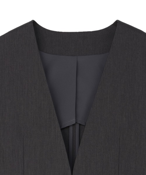 TOKYO SHIRTS（トウキョウシャツ）の「カラーレス ジャケット セットアップ可能（ノーカラージャケット・レディース・グレー/ブラック・M/L/LL）」の12枚目の写真