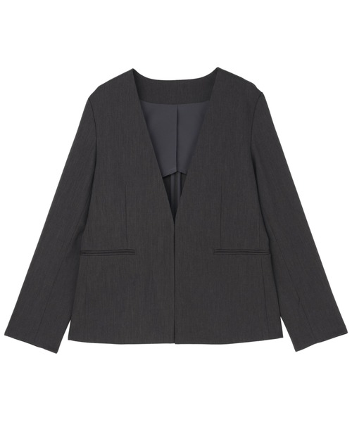 TOKYO SHIRTS（トウキョウシャツ）の「カラーレス ジャケット セットアップ可能（ノーカラージャケット・レディース・グレー/ブラック・M/L/LL）」の10枚目の写真