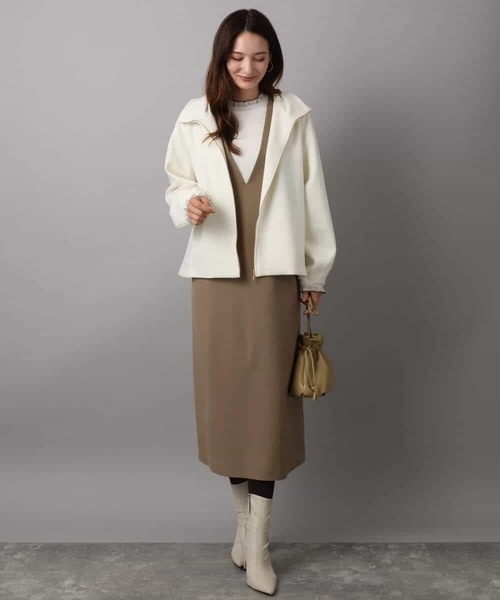 MK MICHEL KLEIN（エムケーミッシェルクラン）の「ダンボールフーディー/洗える（パーカー・レディース・アイボリー/ダークグレー・38）」の5枚目の写真