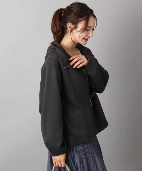 MK MICHEL KLEIN（エムケーミッシェルクラン）の「ダンボールフーディー/洗える（パーカー・レディース・アイボリー/ダークグレー・38）」の7枚目の写真