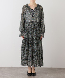 33 IENA イエナ 花柄 ワンピース シャツ ロング リボン タイト 43024360271_01.jpg
