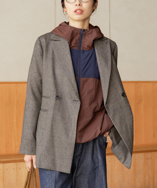 IENA(イエナ)の「グレンチェックジャケット(テーラードジャケット・レディース・ブラウン・38/36)」の22枚目の写真