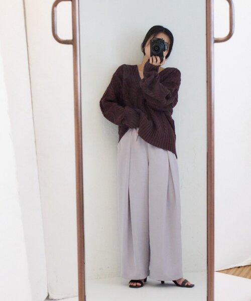 CIAOPANIC TYPY(チャオパニックティピー)の「【yomo企画】ゆるツヤ垢抜けサテンパンツ(その他パンツ・レディース・チャコールグレー/アイボリー/パープル/イエロー・SMALL/MEDIUM)」の15枚目の写真