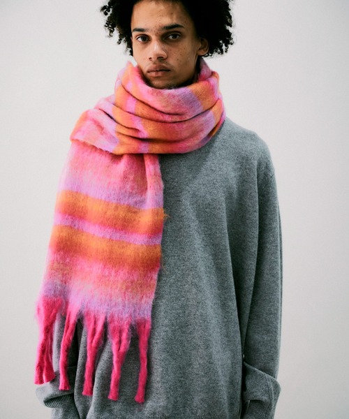 ボーダーボリュームフリンジマフラー（マフラー）｜NOISE MAKER