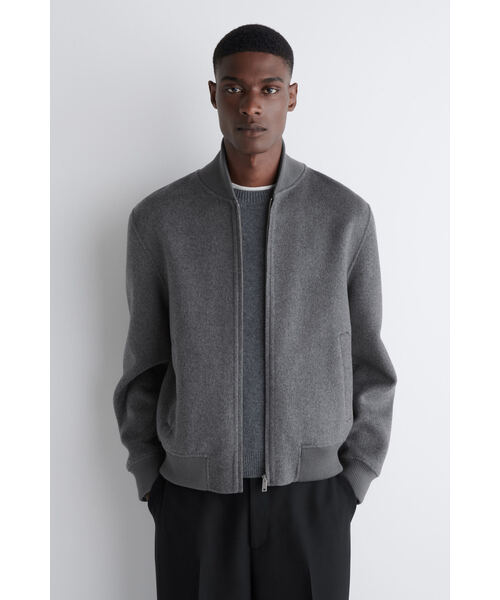 新品　COS ウールボンバージャケット　Mサイズ　グレー WAISTED KNITTED WOOL BOMBER JACKET ウエストニットウールボンバー