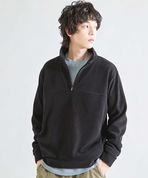 UNION STATION（ユニオンステーション）の「ハニカムモールハーフジップスタンドスウェット（スウェット・メンズ・ブラック/グレー・M/L）」の3枚目の写真
