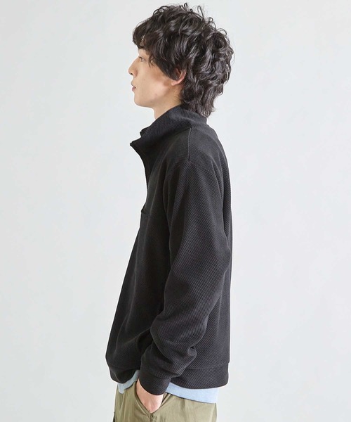 UNION STATION（ユニオンステーション）の「ハニカムモールハーフジップスタンドスウェット（スウェット・メンズ・ブラック/グレー・M/L）」の4枚目の写真