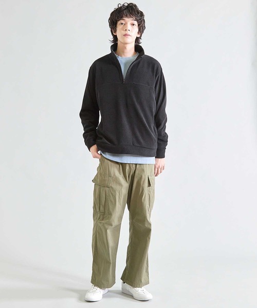 UNION STATION（ユニオンステーション）の「ハニカムモールハーフジップスタンドスウェット（スウェット・メンズ・ブラック/グレー・M/L）」の8枚目の写真