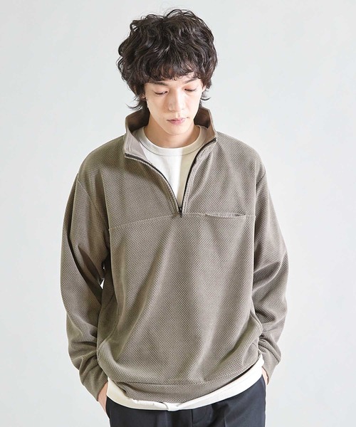 UNION STATION（ユニオンステーション）の「ハニカムモールハーフジップスタンドスウェット（スウェット・メンズ・ブラック/グレー・M/L）」の9枚目の写真