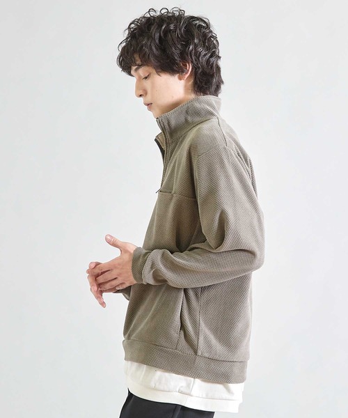 UNION STATION（ユニオンステーション）の「ハニカムモールハーフジップスタンドスウェット（スウェット・メンズ・ブラック/グレー・M/L）」の10枚目の写真