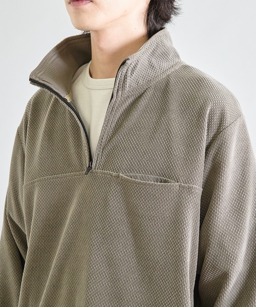 UNION STATION（ユニオンステーション）の「ハニカムモールハーフジップスタンドスウェット（スウェット・メンズ・ブラック/グレー・M/L）」の12枚目の写真