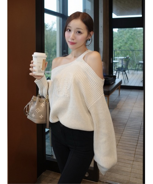 darichケーブルロゴアシメニットトップス　IVO ケーブルロゴアシメニットトップス – Darich (ダーリッチ)