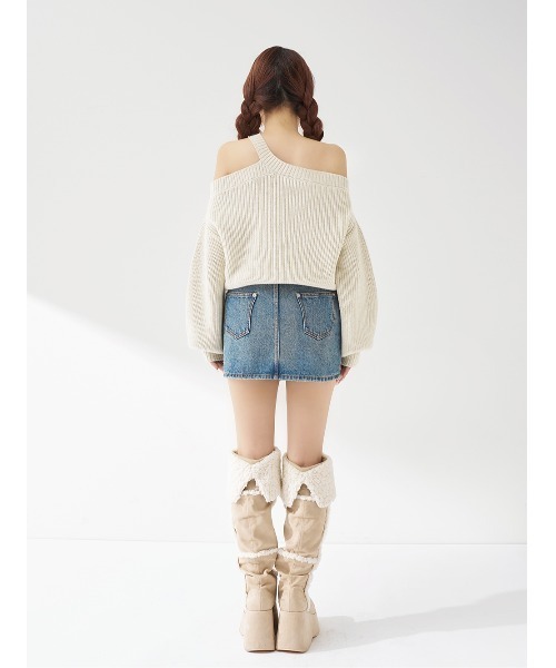 ケーブルロゴアシメニットトップス（ニット/セーター）｜Darich