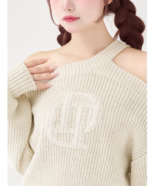 Darich ダーリッチ ケーブルロゴアシメニットトップス　IVO ケーブルロゴアシメニットトップス（ニット/セーター）｜Darich