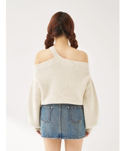 ケーブルロゴアシメニットトップス（ニット/セーター）｜Darich