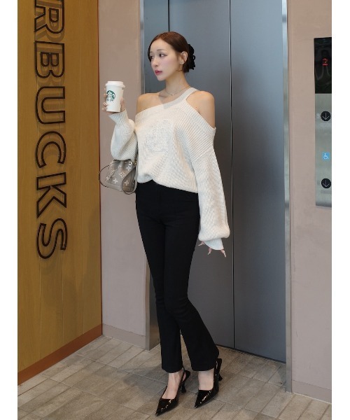 darichケーブルロゴアシメニットトップス　IVO ケーブルロゴアシメニットトップス – Darich (ダーリッチ)