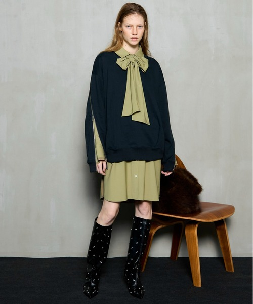 MAISON SPECIAL(メゾンスペシャル)の「Zip Sweat Tops / ジップスウェットトップス(スウェット・レディース・ブルー/オフホワイト/チャコールグレー・FREE)」の5枚目の写真