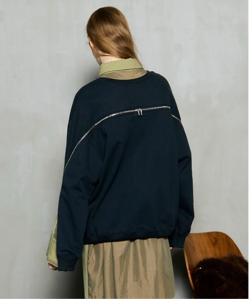 MAISON SPECIAL(メゾンスペシャル)の「Zip Sweat Tops / ジップスウェットトップス(スウェット・レディース・ブルー/オフホワイト/チャコールグレー・FREE)」の10枚目の写真