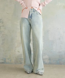 ELLEgirl（エルガール）の「スタッズデニムワイドパンツ【ELLEgirl/エルガール】（デニムパンツ）」