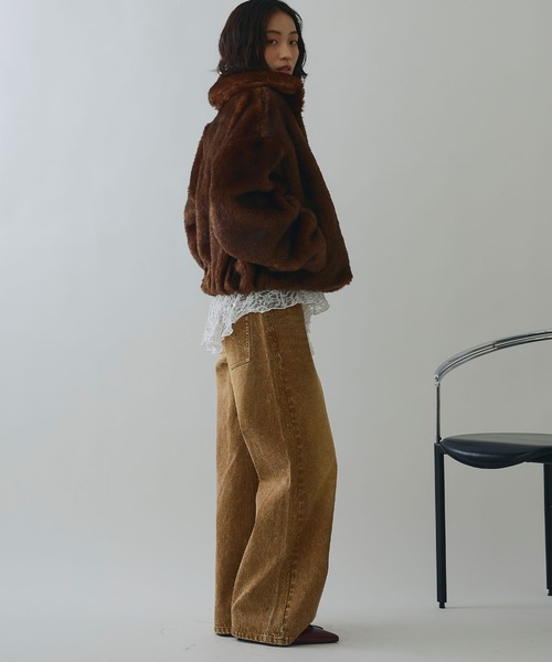 ELLEgirl（エルガール）の「スタッズデニムワイドパンツ【ELLEgirl/エルガール】（デニムパンツ・レディース・ブラウン/サックスブルー・S/M/L）」の6枚目の写真