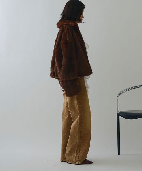 ELLEgirl（エルガール）の「スタッズデニムワイドパンツ【ELLEgirl/エルガール】（デニムパンツ・レディース・ブラウン/サックスブルー・S/M/L）」の7枚目の写真