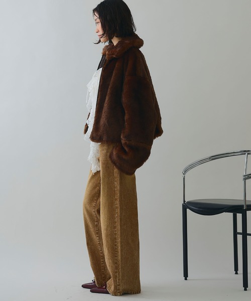 ELLEgirl（エルガール）の「スタッズデニムワイドパンツ【ELLEgirl/エルガール】（デニムパンツ・レディース・ブラウン/サックスブルー・S/M/L）」の10枚目の写真