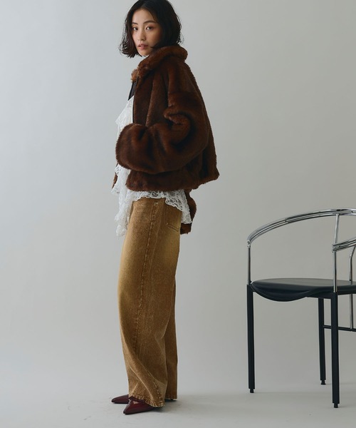 ELLEgirl（エルガール）の「スタッズデニムワイドパンツ【ELLEgirl/エルガール】（デニムパンツ・レディース・ブラウン/サックスブルー・S/M/L）」の9枚目の写真