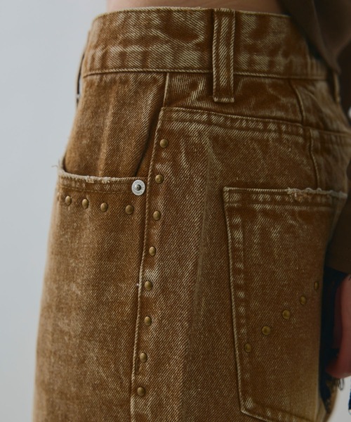 ELLEgirl（エルガール）の「スタッズデニムワイドパンツ【ELLEgirl/エルガール】（デニムパンツ・レディース・ブラウン/サックスブルー・S/M/L）」の22枚目の写真