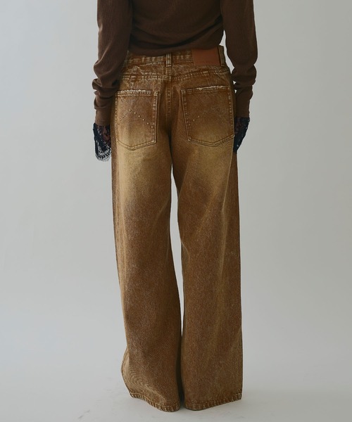 ELLEgirl（エルガール）の「スタッズデニムワイドパンツ【ELLEgirl/エルガール】（デニムパンツ・レディース・ブラウン/サックスブルー・S/M/L）」の17枚目の写真