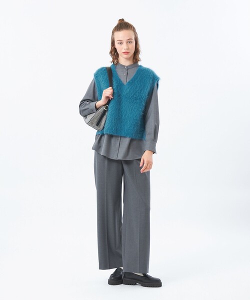 MACKINTOSH PHILOSOPHY（ﾏｯｷﾝﾄｯｼｭ ﾌｨﾛｿﾌｨｰ）の「アルパカシャギーニットベスト（ベスト・レディース・ホワイト系その他/ライトブルー/グレー系その他・38）」の6枚目の写真