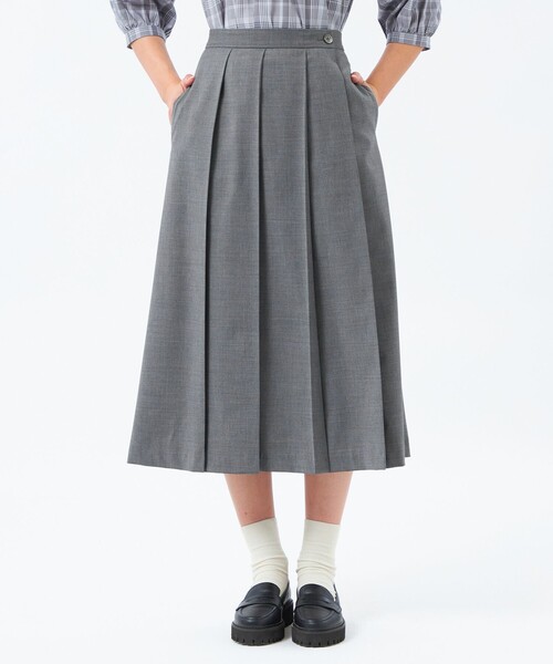 MACKINTOSH PHILOSOPHY(マッキントッシュ フィロソフィー)の「ウールトロタックプリーツスカート(スカート・レディース・チャコールグレー/ブルー系その他7/ダークネイビー・36/38)」の1枚目の写真