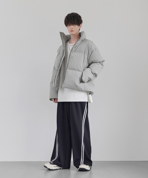 LILL（リル）の「【600フィルパワー】 ルーズシルエットスタンドネック中綿ショートジャケット（ダウンジャケット/コート・メンズ・ブラック系/グレー/ブラック・S/M/L/XL）」の14枚目の写真