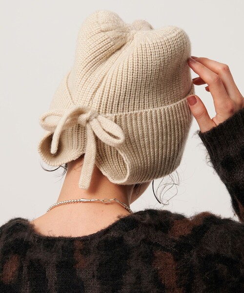 BEAUTY&YOUTH UNITED ARROWS（ビューティーアンドユースユナイテッドアローズ）の「バックリボン ニットキャップ（ニットキャップ/ビーニー・レディース・グレー系/ブラック/ベージュ・FREE）」の7枚目の写真
