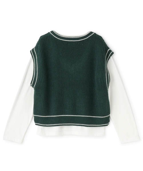 LOVETOXIC（ラブトキシック）の「【GOODPRICE】ケーブルニットTシャツSET（アンサンブル・キッズ・オフホワイト/トップグレー/グリーン/ネイビー・S:140cm/M:150cm/L:160cm/130cm）」の9枚目の写真