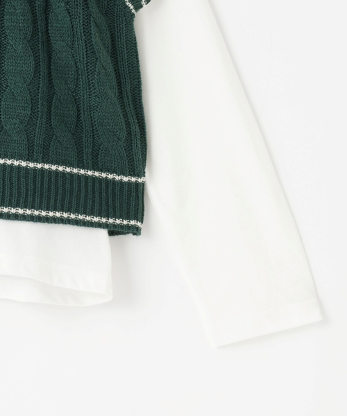 LOVETOXIC（ラブトキシック）の「【GOODPRICE】ケーブルニットTシャツSET（アンサンブル・キッズ・オフホワイト/トップグレー/グリーン/ネイビー・S:140cm/M:150cm/L:160cm/130cm）」の13枚目の写真
