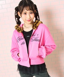 ANAP GｉRL | ヒョウ柄 ファー付 フーディー パーカー【キッズお揃い】(パーカー)